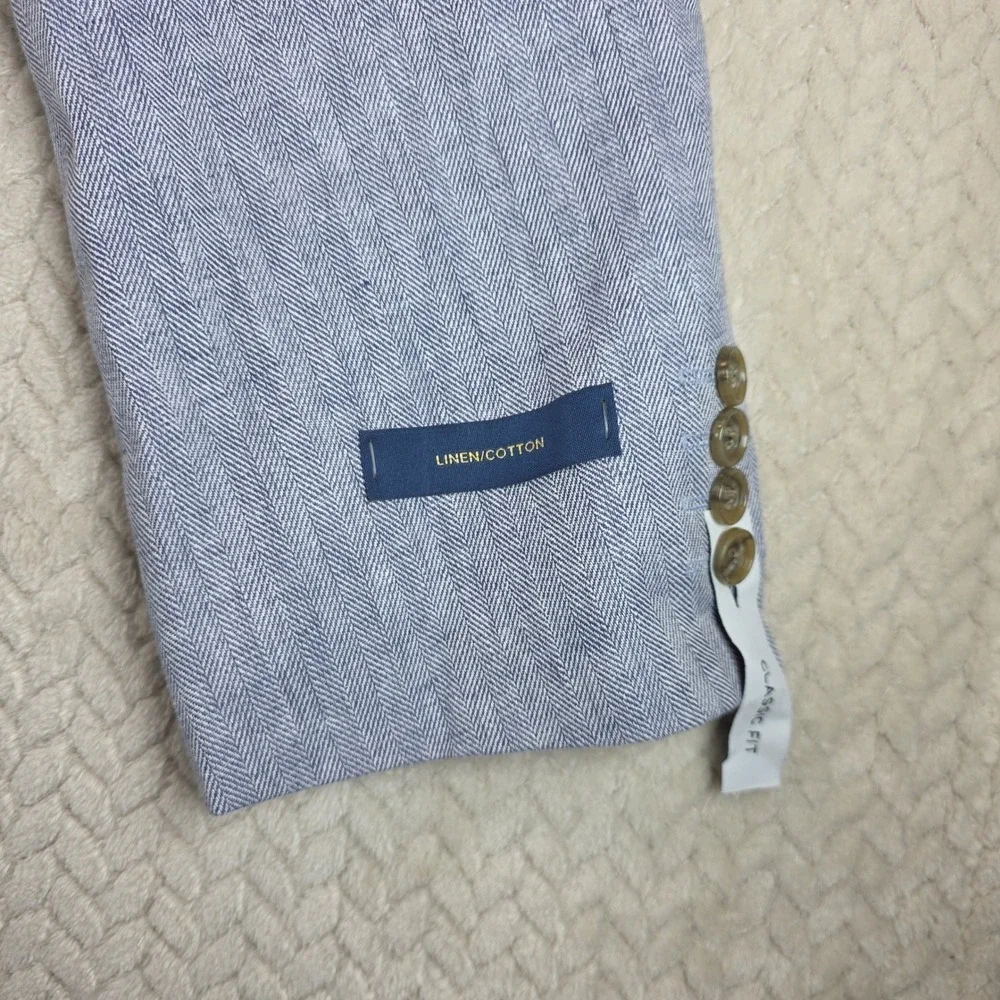 Stafford Men's Sport Coat Linen/Cotton Light Blue HB Sz 44 Regular NEW With Tags
